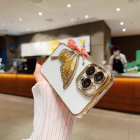 Coque de téléphone portable électroplaquée antichoc 3D à paillettes Quicksand Dream Butterfly pour iPhone 17 Pro Max et 16