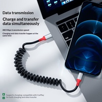 Câble USB A vers USB C en spirale, coudé à 90 degrés, en silicone extensible, charge rapide 6A pour téléphone Android, tablette, voiture