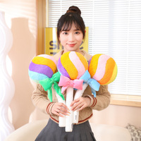 Coussin en peluche doux en forme de sucette arc-en-ciel, poupée en tissu mignonne, cadeau d'anniversaire créatif pour enfants, anti-stress, lavable