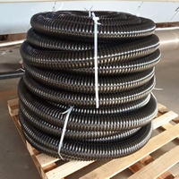 Tuyau flexible en PU renforcé de fil d'acier haute température noir, tuyau d'aération ondulé pour l'évacuation de la poussière et de la fumée des machines d'impression