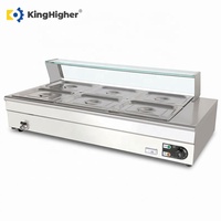 Gewerblicher Elektrischer Bain-Marie Speisenwärmer mit 6 Behältern aus Edelstahl, Buffet-Warmhaltevitrine für Restaurants und Theken