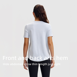 <span class=keywords><strong>Camiseta</strong></span> Deportiva Clásica y Sencilla de Manga Corta para Mujer, Top Casual para Yoga, de Alta Elasticidad, Transpirable y de Secado Rápido, con <span class=keywords><strong>Cuello</strong></span> Redondo - Product Image 3