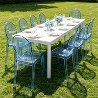 Chaise empilable transparente en résine PC à dossier ovale, design simple, pour événements, hôtels et mariages