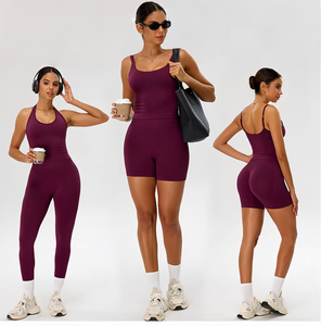 Set Yoga Senza Cuciture a Vita Alta 4 Pezzi, Completo Sportivo Effetto Nudo per Palestra, Corsa e Uso Quotidiano per <span class=keywords><strong>Donne</strong></span> - Product Image 1