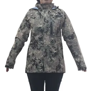 woman camouflage three-layer breathable windproof waterproof jacket with YKK zipper