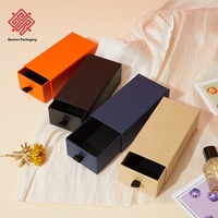 Étui à lunettes Baoren noir orange avec boîte d'emballage en papier kraft de style tiroir Boîtes cadeaux de lunettes de soleil rouge à lèvres bleu marine