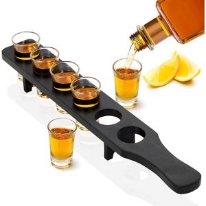 HOMEX | Plateau de service en bois pour verres à liqueur, support en bois pour verres à liqueur Tequila pour <span class=keywords><strong>restaurant</strong></span> sans verres - Product Image 2