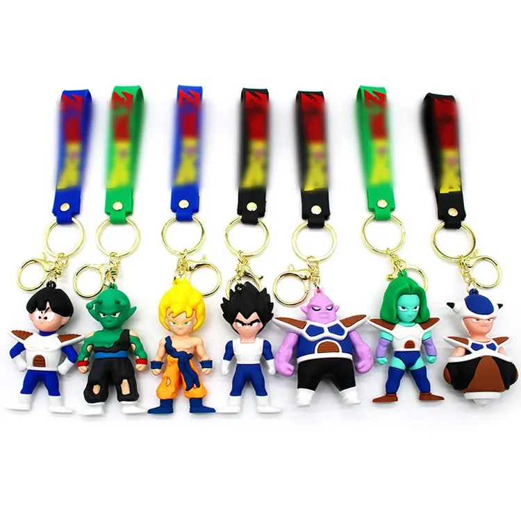 Dragoned Balls Z Goku 3D PVC Keychains Anime Dolls Mario Spiderman Collectible Keyrings Key Bag Accessories for Fans