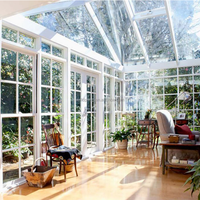 Vente en gros en Chine de serre en verre double design moderne véranda de jardin en aluminium avec toit en verre pour cour intérieure