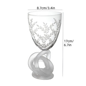 Vase en verre gravé Art déco contemporain avec motif de feuilles et tige torsadée pour la décoration de la maison, anniversaires et remises de diplômes - Product Image 5