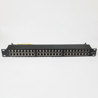 Panel Patch CAT6 Terlindung 1U 48 Port Densitas Tinggi FTP RJ45 Rakitan Rak dengan Kontak Berlapis Emas 48 Port CAT6 STP Patch Panel