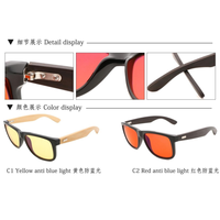 QSKY 3029 Monture de lunettes rétro rectangulaire en bois de bambou pour favoriser le sommeil, verres 99% anti-lumière bleue rouge-orange pour ordinateur et jeux, optique