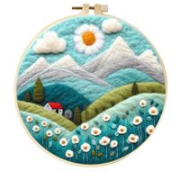 Kit de démarrage pour feutrage à l'aiguille Changxu Textile pour débutants, motif floral, avec sac et cadre à aiguilles pour la couture et le tissage de jouets