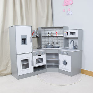 Cocina de Juguete Grande de Madera para Niños con Refrigerador, Lavadora, Horno y Microondas con Pantallas Digitales Realistas - Product Image 3