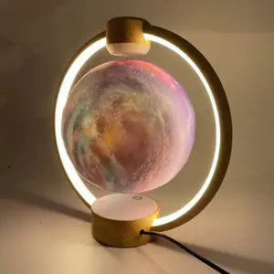 Yuvarlak 360 iplik rgb ışık manyetik levitasyonunun yüzen yıldızlı ay lamba ışığı luna hoparlör dekorasyon hediye için
