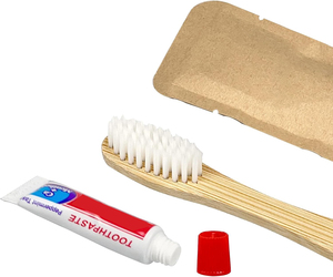 Kit d'articles de toilette de luxe écologiques jetables pour hôtels, ensemble de produits de toilette 5 étoiles en vrac, shampoing, gel douche, savon, kit dentaire - Product Image 4