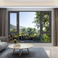 Ventanas abatibles de aluminio personalizadas con rotura de calor Vidrio templado de doble capa Ventanas abatibles interiores y exteriores