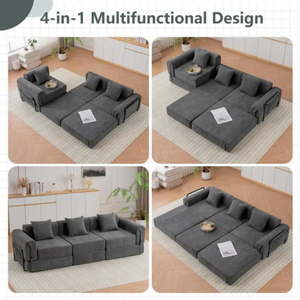 Sofá Cama Convertible de Lujo, Extensible, Ecológico, de Microfibra, de 3 Plazas, Muestras Comerciales Gratuitas - Product Image 4