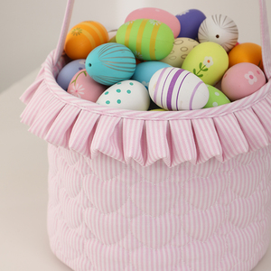 Panier de Pâques en toile portable <span class=keywords><strong>avec</strong></span> bordure en dentelle à volants pour la chasse aux œufs, la décoration de la maison, cadeau pour enfants - Product Image 3
