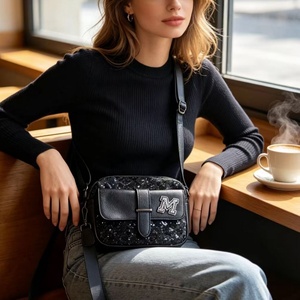 Women's Genuine Leather Crossbody <b>Bag</b> With Letter M Sequin Pattern Designer for Men Shoulder Messenger <b>Bags</b> Sequin <b>camera</b> <b>bags</b> - Product Image 2
