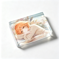 Support de table en acrylique transparent massif en gros, Ornement de table pastoral douillet à motif de dessin animé, Cadeau esthétique apaisant pour adolescents à faible MOQ