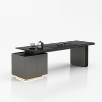 Table à thé chinoise de luxe sans poignée avec éclairage LED en aluminium, peinture résistante aux rayures, bureau en MDF E0
