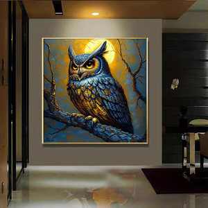 Decorazione Murale in Cristallo e Porcellana a Forma di Gufo 3D, <span class=keywords><strong>Design</strong></span> Moderno e Creativo per <span class=keywords><strong>Soggiorno</strong></span> e Ufficio, Vendita all'Ingrosso - Product Image 4
