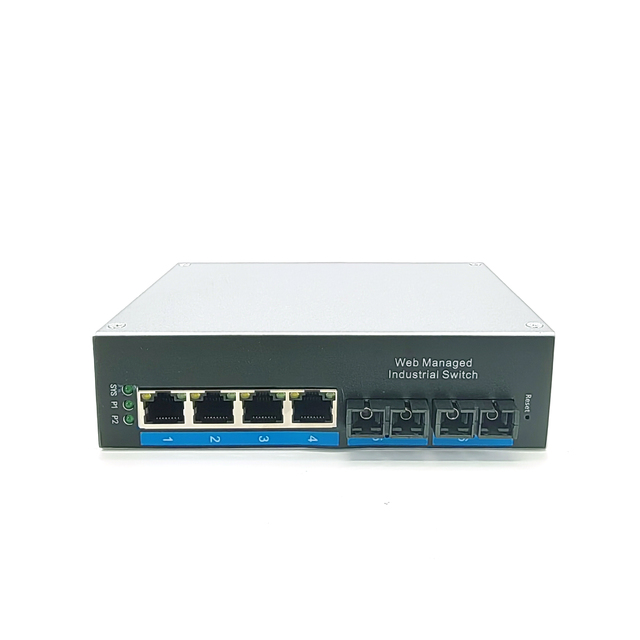 High Performance 6-Port Gigabit Industrial Network Switch with SNMP RJ45 2 SC Multi-Mode Dual Fiber Industrial Ethernet Switches