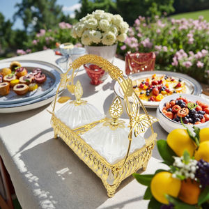 Bol à <span class=keywords><strong>Sucre</strong></span> en Céramique à 2 Chargeurs, Plateau Métallique, Présentoir à Cupcakes, Assiettes à Thé, Décorations du Ramadan, Art Déco - Product Image 4