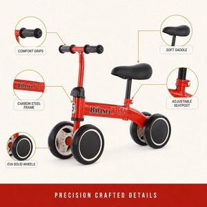 Vélo d'équilibre pour enfants certifié CE EN71, jouet à pousser pour tout-petits, mini-trottinette à 4 roues pour bébés, premier vélo d'équilibre pour bébés - Product Image 4