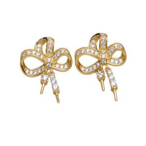 Wenchi S925, Hoja de Plata 15687, Accesorio para Joyería DIY, Perla, Baño de Oro, Soporte Vacío para Cuentas de 8-11mm, Pendientes Semi-terminados, Bolsa, China - Product Image 5