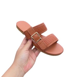2026 Summer New Casual Flat Bottom Large Fashion <b>Slippers</b> for Women Metal Buckle Decorative Beach Sandals Wholesale - Product Image 1