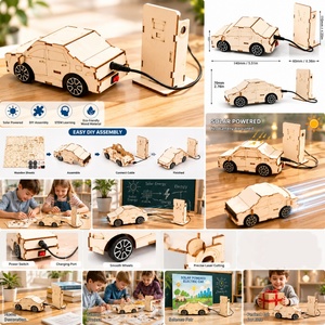 OKYN-G6796 DIY Wooden Car <b>Model</b> <b>Kit</b> STEM Engineering Educational Toy Science Learning Project - Product Image 6