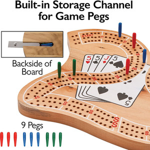 Tablero de cribbage, fiesta de escritorio, cartas de póquer, madera, <span class=keywords><strong>3</strong></span> pistas, 29 clavijas de cribbage, juego de beber - Product Image 3