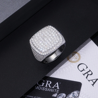 Zanlong 15350 Vente en gros de bijoux hip-hop, bague personnalisée en argent sterling 925 avec moissanite VVS, micro-pavé de diamants pour hommes