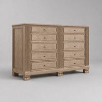 Nouvelle commode modulaire moderne en bois, texture vieillie artisanale, 10 tiroirs, combinaison de rangement pour chambre principale