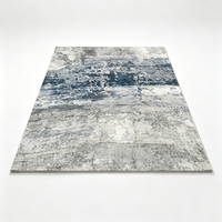 Tapis persan vintage à motifs floraux gris et bleu, effet vieilli, lavable, antidérapant, en polyester, décoration personnalisée pour la maison