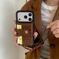 Étui de téléphone en cuir PU motif alligator avec pochette pour cartes et coque arrière en TPU pour iPhone 17 Pro Max 16 avec dragonne