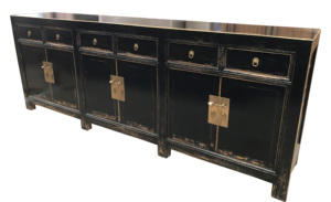Muebles Rústicos Chinos, Muebles de Madera Reciclada con Acabado Brillante, Muebles Pintados a Mano, Aparador Lacado en Negro para Sala de Estar - Product Image 4
