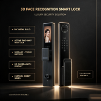 Serrure intelligente à empreintes digitales 3D, interphone vidéo, carte-clé, application Tuya, déverrouillage à distance, porte en bois/acier, alliage d'aluminium