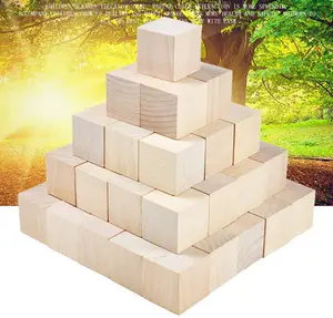 Wood Design Wholesale Variety Size Square Natural Solid Wood Blocks Wood Cubes For Stacking Toys Puzzle Making Crafts And DIY Projects