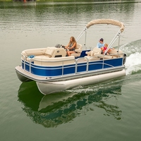 Ponton de pêche électrique de luxe de 16 pieds, conception d'aviron en aluminium avec moteur hors-bord pour lac et surf