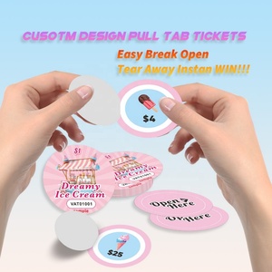 Billet de jeu à gratter en forme ronde de crème glacée rose rêveuse, impression de données variables haute sécurité professionnelle en usine - Product Image 2