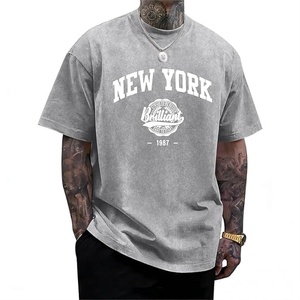 Custom DTG Printing Acid Wash T Shirt Men 100% Cotton Heavyweight 260gsm Oversized Vintage Streetwear Graphic Top - Product Image 4