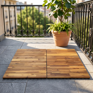 Planche de terrasse en teck véritable pour extérieur 18 mm ABC 60 x 30 cm – Revêtement de sol écologique et étanche pour entrepôt, extérieur, parc, chambre, jardin - Product Image 6
