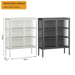 Vitrine moderne en verre avec porte battante, ignifuge, pour bureau à domicile ou chambre, nouvelle vitrine en verre, buffet en métal - Product Image 3