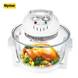 Myriver Hot Selling 12L 1300W 220V 110V Glass Round Household Use Electric Turbo Broiler Halogen Air Fryer Convention Oven