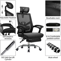 Chaise de bureau ergonomique en maille pour la maison et le bureau, chaise de conférence pivotante réglable avec repose-pieds, vente en gros