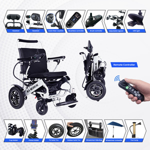 Fauteuil roulant électrique KSM-601 léger avec télécommande et sac de courses, fauteuil roulant pliable, fauteuil roulant électrique portable pas cher - Product Image 4
