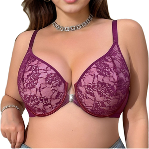 <span class=keywords><strong>Reggiseno</strong></span> in pizzo <span class=keywords><strong>Non</strong></span> <span class=keywords><strong>imbottito</strong></span> con chiusura frontale per donna taglie forti 3XL con cinturino regolabile da donna - Product Image 6